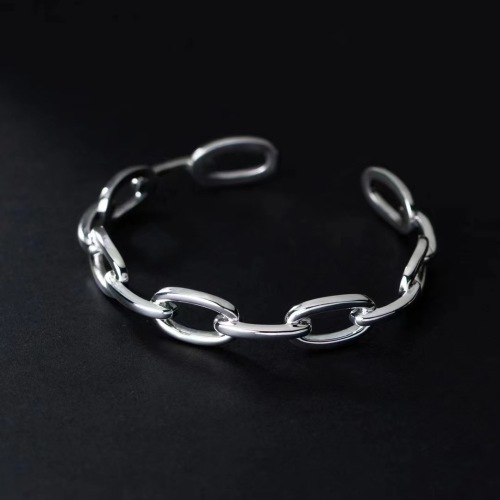 Ornament S925 Silver Antique Finish Thai Silver Simple Glossy Bracelet Women‘s Chain Bracelet Bracelet