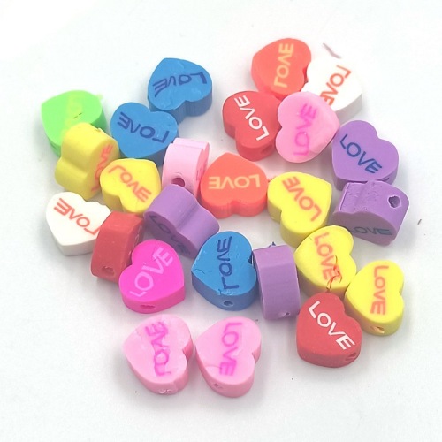 10mm * 5mm soft pottery mixed single love punch beads diy bracelet necklace accessories