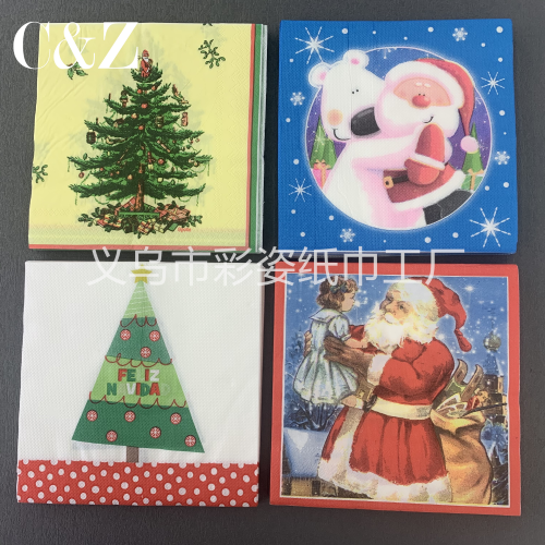 Christmas Series Napkin Tissue Foreign Trade Printing Napkin Square Tissue Double Layer tissue Factory Direct Sales