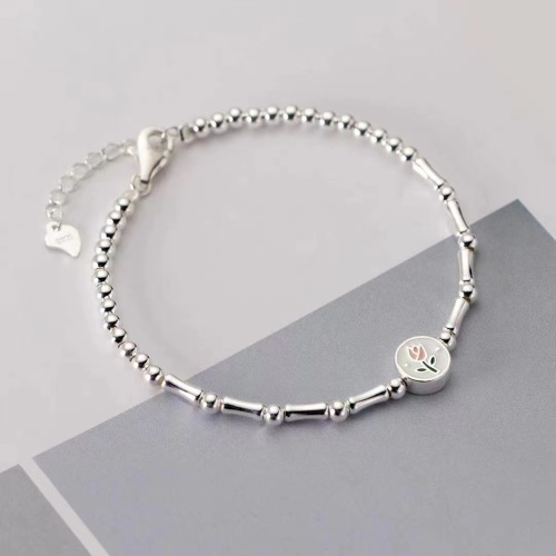 Ornament Zhao Lusi‘s Same Tulip 925 Silver Bamboo Bracelet Special-Interest Design Simple Temperament Girlfriend Gifts