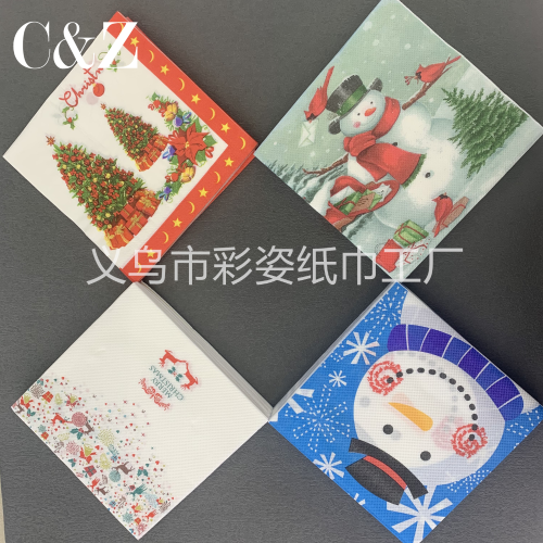christmas series napkin tissue foreign trade printing napkin square tissue double-layer tissue factory direct sales