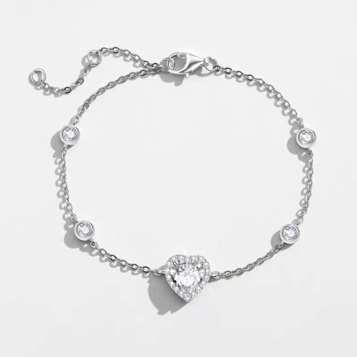 Ornament S925 Silver Fully Jeweled Loving Heart Necklace Female Love You Bracelet Niche Design Ornament Light Luxury Star Point Necklace