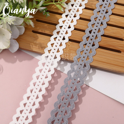 2.5cm Bilateral Wave Ribbon Lace Cut-out Ruffles Black and White Spot Baby Hair Band Plush Toy Accessories