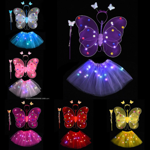 butterfly with small plaid back wings led luminous butterfly children‘s costume props butterfly wings luminous toys