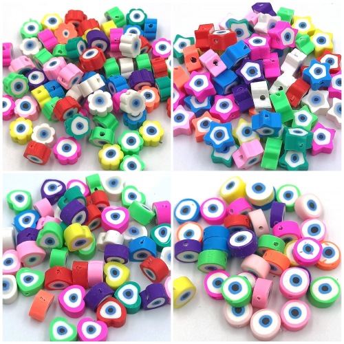 100 pcs/pack diameter 10mm soft pottery mixed color eye beads punch loose beads diy bracelet necklace ornament accessories