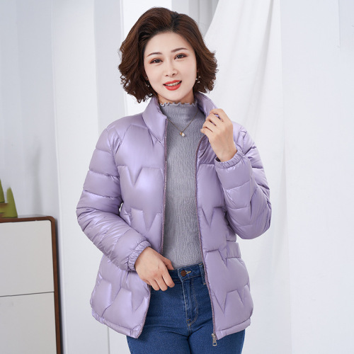 spot wholesale middle-aged and elderly women‘s cotton-padded jacket lightweight down cotton-padded coat large size mother‘s cotton-padded jacket bright surface disposable