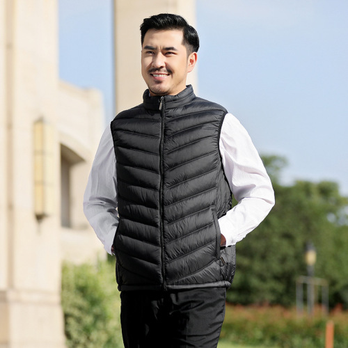 winter cotton-padded vest in stock no hooded warm casual black loose three-dimensional patch pocket stand collar solid color zipper