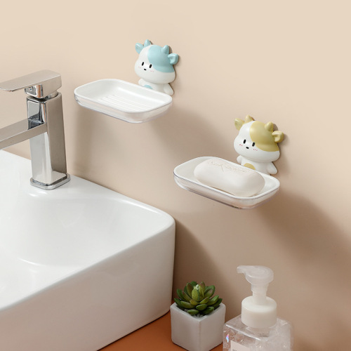 cartoon calf free perforated wall-mounted soap box cute toilet soap rack wall-mounted storage rack