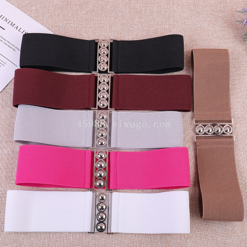 women‘s elastic waist bandwidth waist seal women‘s elastic skirt decorative belt fashion diamond skirt korean style versatile