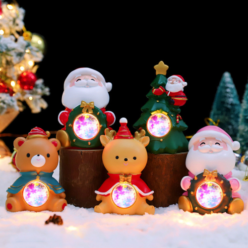 creative merry christmas small lamp blind box hand-made cartoon christmas eve gift surprise box cute santa claus ornaments