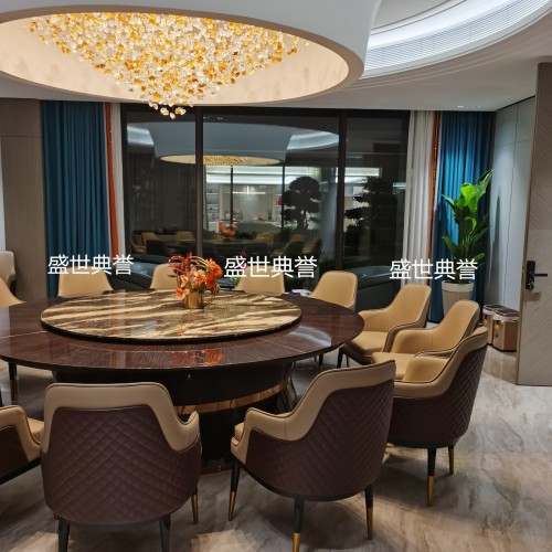 Zhenjiang International Hotel Solid Wood Dining Chair Company Business Reception Electric Dining Table and Chair High-End Club Light Luxury Bentley Chair 