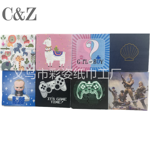 cartoon series napkin tissue foreign trade printing napkin square tissue double layer tissue factory direct sales