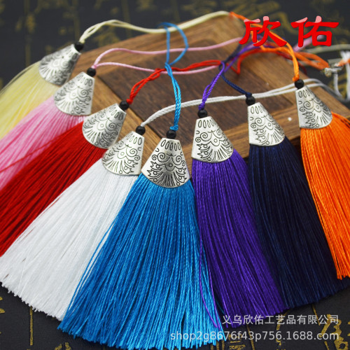New Wholesale Antique Silver Fish Mouth Tassel Fringe Keychain Red Envelope Fish Head Small Pendant Sachet Mobile Phone Ornament Accessories