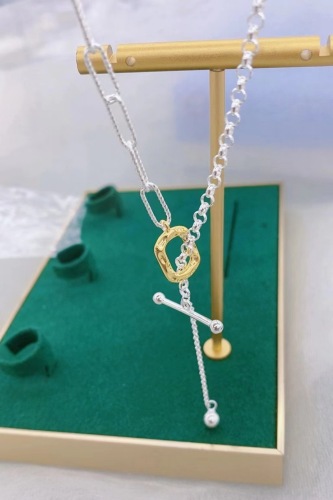 s925 silver necklace dongdaemun new otbuckle gold and silver two-color fashion popular light luxury blogger online red main push