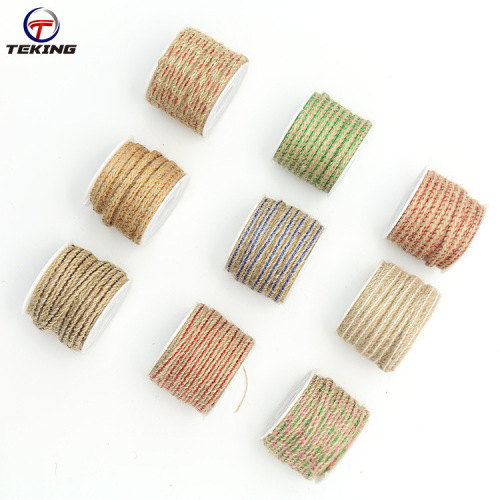 Customized Colorful Gold and Silver Wire Hemp Rope Customizable Color Gold and Silver Wire Hemp Rope Home Decoration Decorative Hemp Rope Ornament Supply