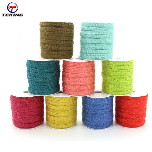 factory direct sales 1cm color hemp ribbon jute color hemp ribbon gift tape packing tape color hemp rope