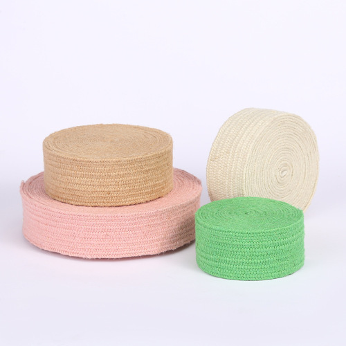 factory direct supply 4cm 5.5cm hemp woven elastic band textile clothing decoration jute ribbon wholesale