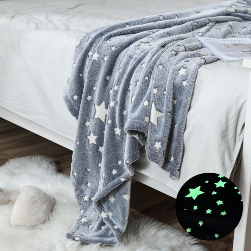 Cross-Border Amazon Luminous Blanket Flannel Coral Fleece Blanket Glowing Stars Child Air Conditioner Nap Blanket