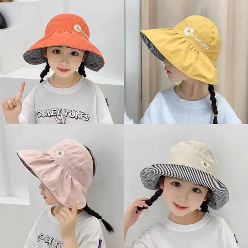 children‘s hat summer sun-proof bucket hat outdoor travel uv protection topless hat foldable sun hat