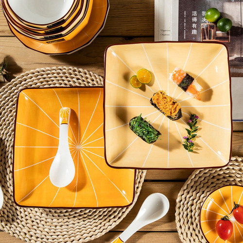 Wholesale Diamond Pad Sushi Ceramic New Tasting Price Meal Tray Creative Gifts Jinse Nianhua