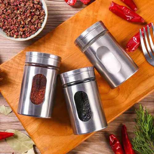 seasoning bottle stainless steel seasoning containers household outdoor barbecue pepper bottle cumin spice spreader toothpick holder seasoning jar
