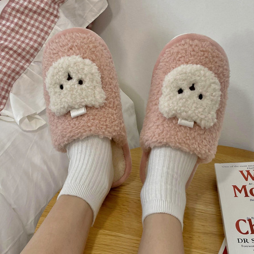 cotton slippers women‘s cute ins winter indoor home cartoon warm plush couple slippers men‘s autumn and winter