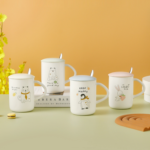 Cartoon Hand-Painted Mug Animal Ceramic Cup Water Cup with Handle Household Tea Coffee Cup