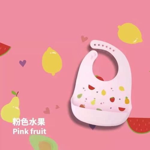 new baby children‘s silicone bib infant learning to eat easy cleaning anti-fouling cartoon printed bib adjustable