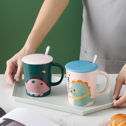 cartoon ceramic cup breakfast children hand painted dinosaur mug office cup