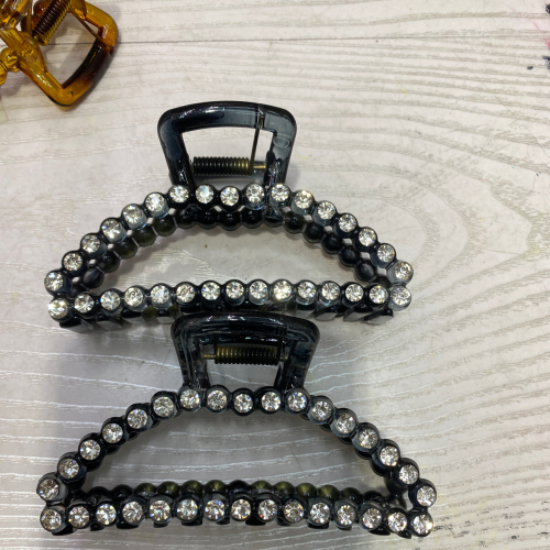 Korean Style Simple Square Grip Large Diamond-Embedded Hair Claw Tortoise Shell Color Back Head Barrettes Hair Clip Small Jewelry