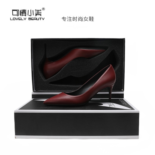 Cute Xiaomei Pointed Thin Metal Just Heel high Heels 6cm Wine Red Matte Sheepskin Sexy Professional Single Shoes Women