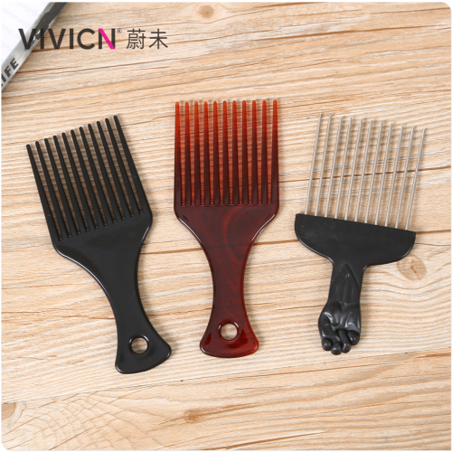 [Weiwei] Comb Black Iron Texture Comb Steel Needle Wide Tooth Plug Hair Curler Hair Brush Hair Fork Pick Comb modeling Comb