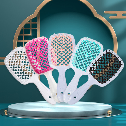 amazon new mesh hair comb straight hair honeycomb hole massage comb fluffy shape wet and dry dual-purpose hollow comb
