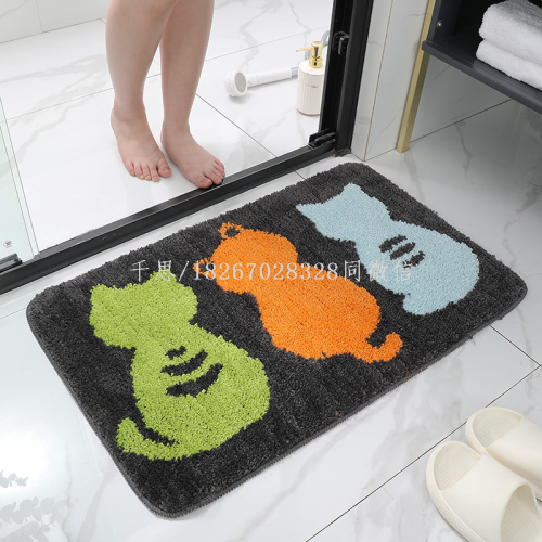 Qiansi Cartoon Microfiber Bathroom Entrance Absorbent Bathroom Non-Slip Mat Entrance Home Use Bedroom Foot Mat Floor Mat