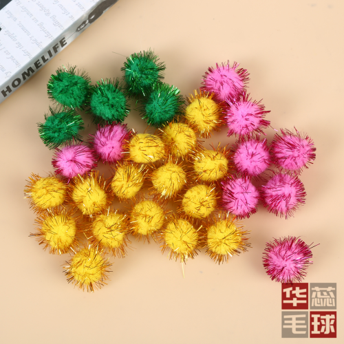 Kindergarten Children DIY Handmade Jewelry Accessories Colorful Color Matching Gold Leaf Pompons Colorful Hair Ball Fluffy Balls