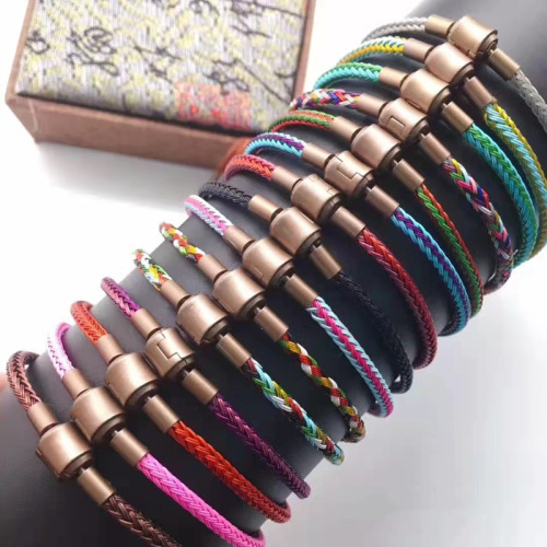 Hong Kong Version Zhoujia Magnet Buckle Hand Rope 3mm Waterproof steel Wire Rope Can Wear 3D Hard Gold Can Replace Leather Rope Bracelet