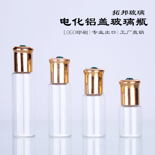 Essential Oil Bottle with Gem Electrochemical Aluminum Cap 5ml Small Essence Bottle Essential Oil Small Sample Bottle