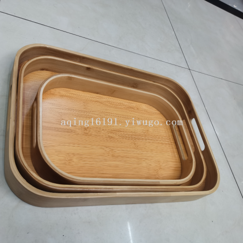 bamboo single-layer vintage tea tray household simple tea sea round rectangular walnut square tray large tea tray