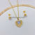 [Heart-Shaped Suit] ~ Earrings Necklace Female Micro Inlaid Zircon Exquisite Clavicle Titanium Steel Necklace Simple All-Match Trendy Style