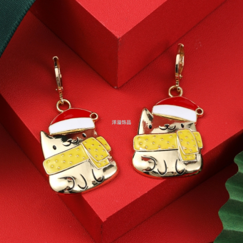 cross-border e-commerce amazon christmas color earrings european and american autumn and winter christmas earrings jewelry female h