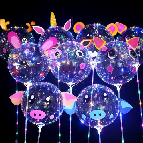 New Supplies for Stall and Night Market Transparent Bounce Ball Pig Luminous Bounce Ball Stickers Luminous Ball Toy Manufacturer
