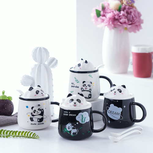 Ceramic Mug Cute Animal Cartoon with Handle with Cover Water Cup Office Porcelain Cup Cup