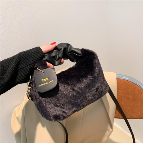 High Sense Plush Hand-Carrying Bag Fashion Autumn and Winter Fur Bag All-Match Niche Plush Crossbody Bag