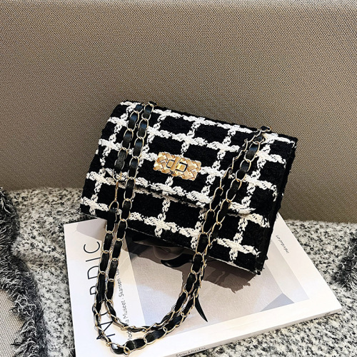 all-matching woolen bag new women‘s bag chain messenger bag simple small square bag