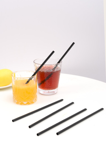 disposable straw independent membrane bag plastic 6mm caliber black pointed juice straw tube 100 pcs