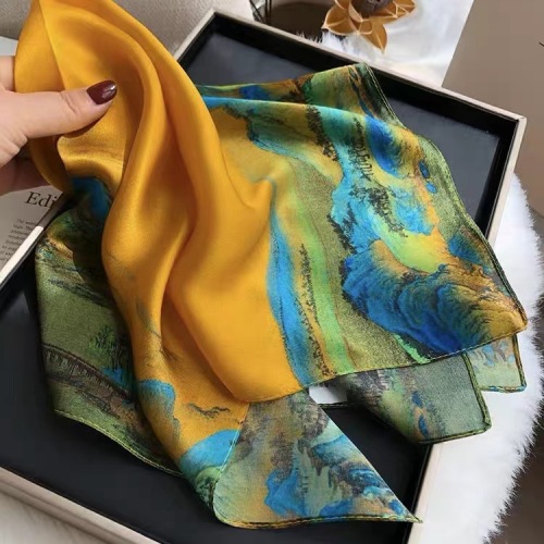 classic chinese style decorative silk small square scarf women‘s elegant all-match mulberry silk scarf gift for mother