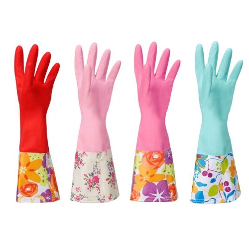 Xinqing Fleece-Lined/Summer/Latex Household Gloves Laundry Warm Thick Color Trumpet Waterproof