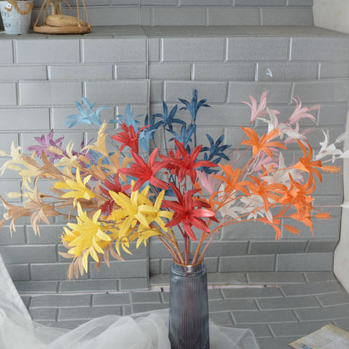 new artificial flower lily high branch plastic flower wedding wedding hall decoration background floral ceiling fake flower