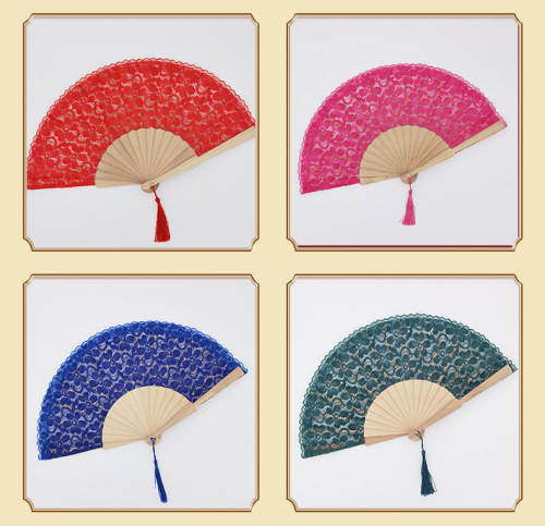 ancient style lace fan lace folding fan chinese style photography cheongsam dance folding fan embroidered fan