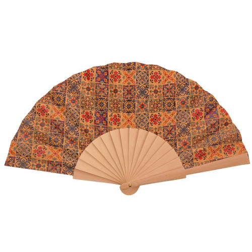 factory direct processing customized handmade fan leather fabric fan wood grain folding fan